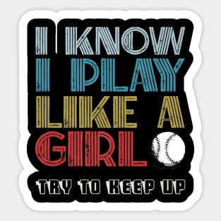 Girl Try To Keep up Softball Player Sticker